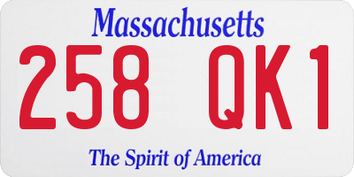 MA license plate 258QK1