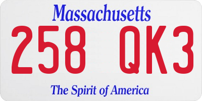 MA license plate 258QK3