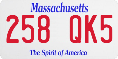 MA license plate 258QK5