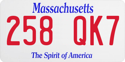 MA license plate 258QK7