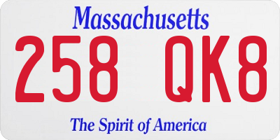 MA license plate 258QK8
