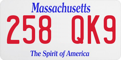 MA license plate 258QK9