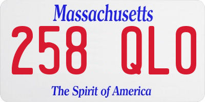 MA license plate 258QL0
