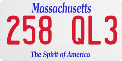 MA license plate 258QL3