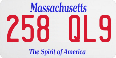 MA license plate 258QL9