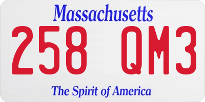 MA license plate 258QM3