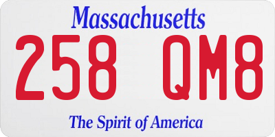 MA license plate 258QM8