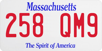 MA license plate 258QM9