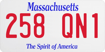 MA license plate 258QN1