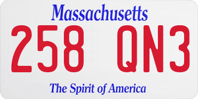 MA license plate 258QN3
