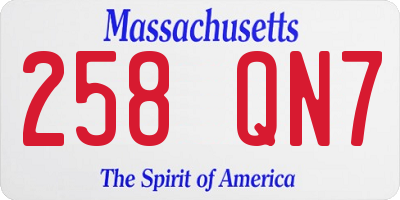 MA license plate 258QN7