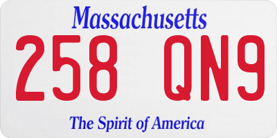 MA license plate 258QN9