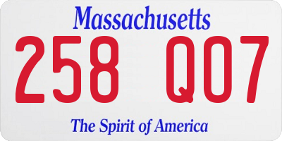 MA license plate 258QO7