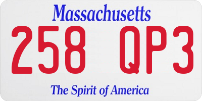 MA license plate 258QP3
