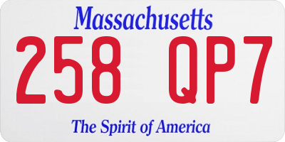 MA license plate 258QP7