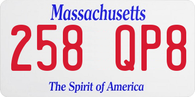 MA license plate 258QP8