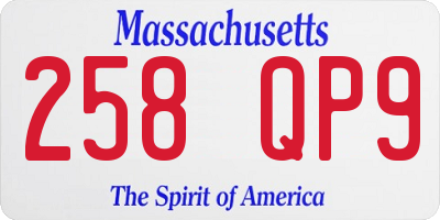 MA license plate 258QP9