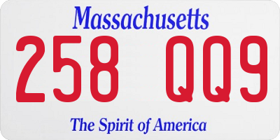 MA license plate 258QQ9