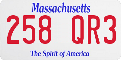 MA license plate 258QR3