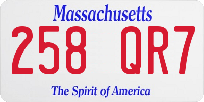 MA license plate 258QR7