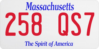 MA license plate 258QS7