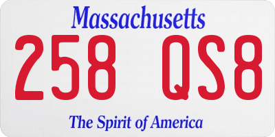 MA license plate 258QS8