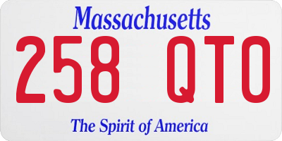 MA license plate 258QT0