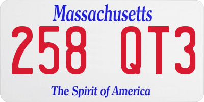 MA license plate 258QT3
