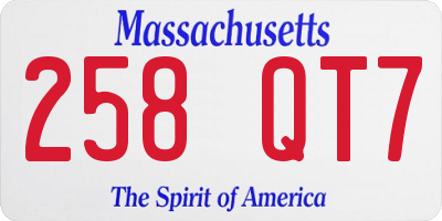 MA license plate 258QT7