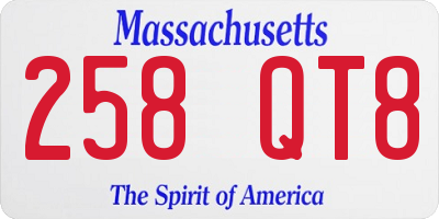 MA license plate 258QT8
