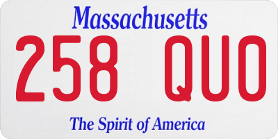 MA license plate 258QU0