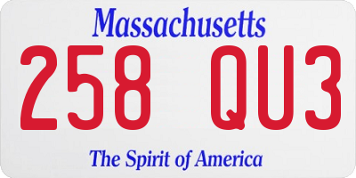 MA license plate 258QU3