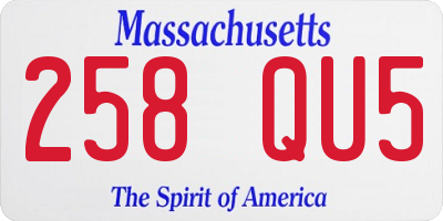 MA license plate 258QU5