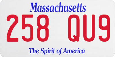MA license plate 258QU9