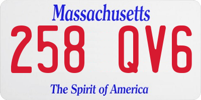 MA license plate 258QV6