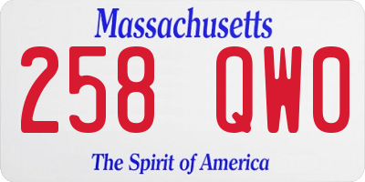 MA license plate 258QW0