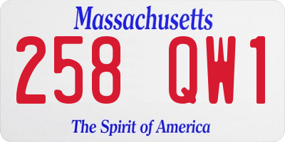 MA license plate 258QW1