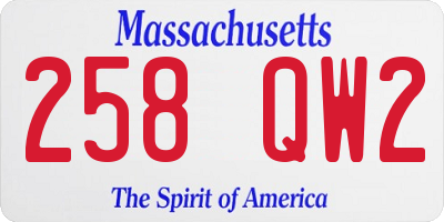MA license plate 258QW2