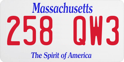 MA license plate 258QW3