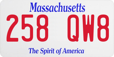 MA license plate 258QW8