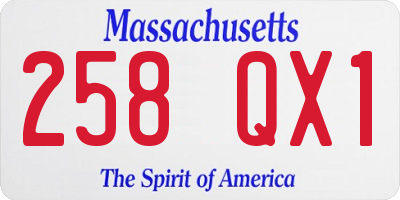 MA license plate 258QX1