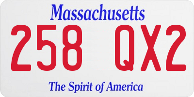 MA license plate 258QX2