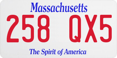 MA license plate 258QX5