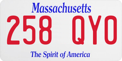 MA license plate 258QY0