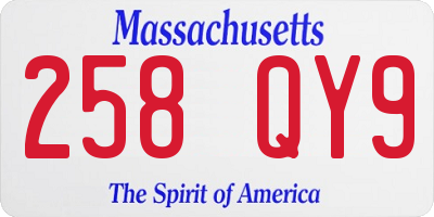 MA license plate 258QY9