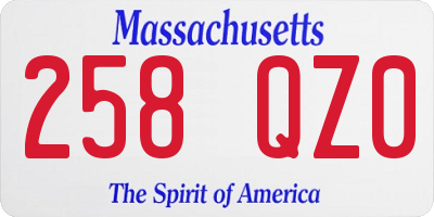 MA license plate 258QZ0