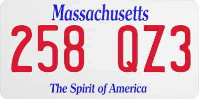 MA license plate 258QZ3
