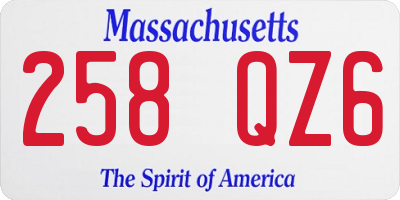 MA license plate 258QZ6