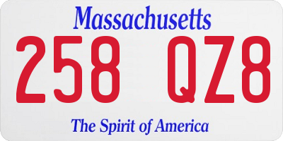 MA license plate 258QZ8