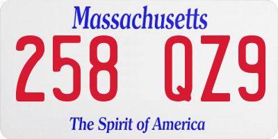 MA license plate 258QZ9